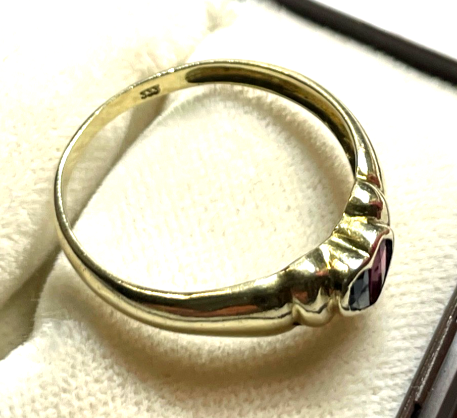 Aparter  333 Gold 8 K Ring Rubin Saphir im Herz Ø 17,5 mm RG 55 Verlobung gepfl.3