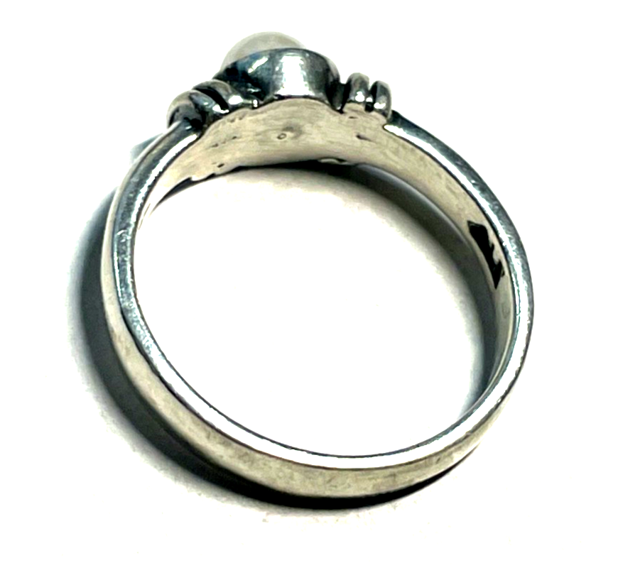 Gepflegter Pandora 925 Sterling Silber Ring mit weißer Zuchtperle 17,5 mm RG 555