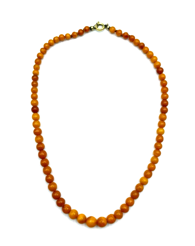 Antik elegante Butterscotch Bernstein Amber Kette Golddouble Ø 7,5 mm im Verlauf3