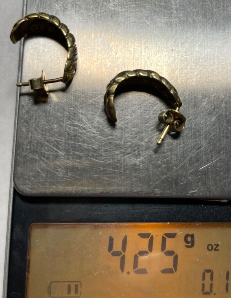 585 Gold 14 K Ohrringe Halbcreolen Ohrstecker 4x Diamant L 16 B 5,5 mm Juwelier1