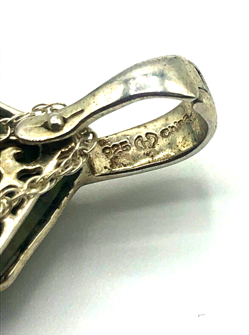 Gr. moderner 925 Silber Clip Anhänger bunter Jaspis an feiner Silber Kordelkette5
