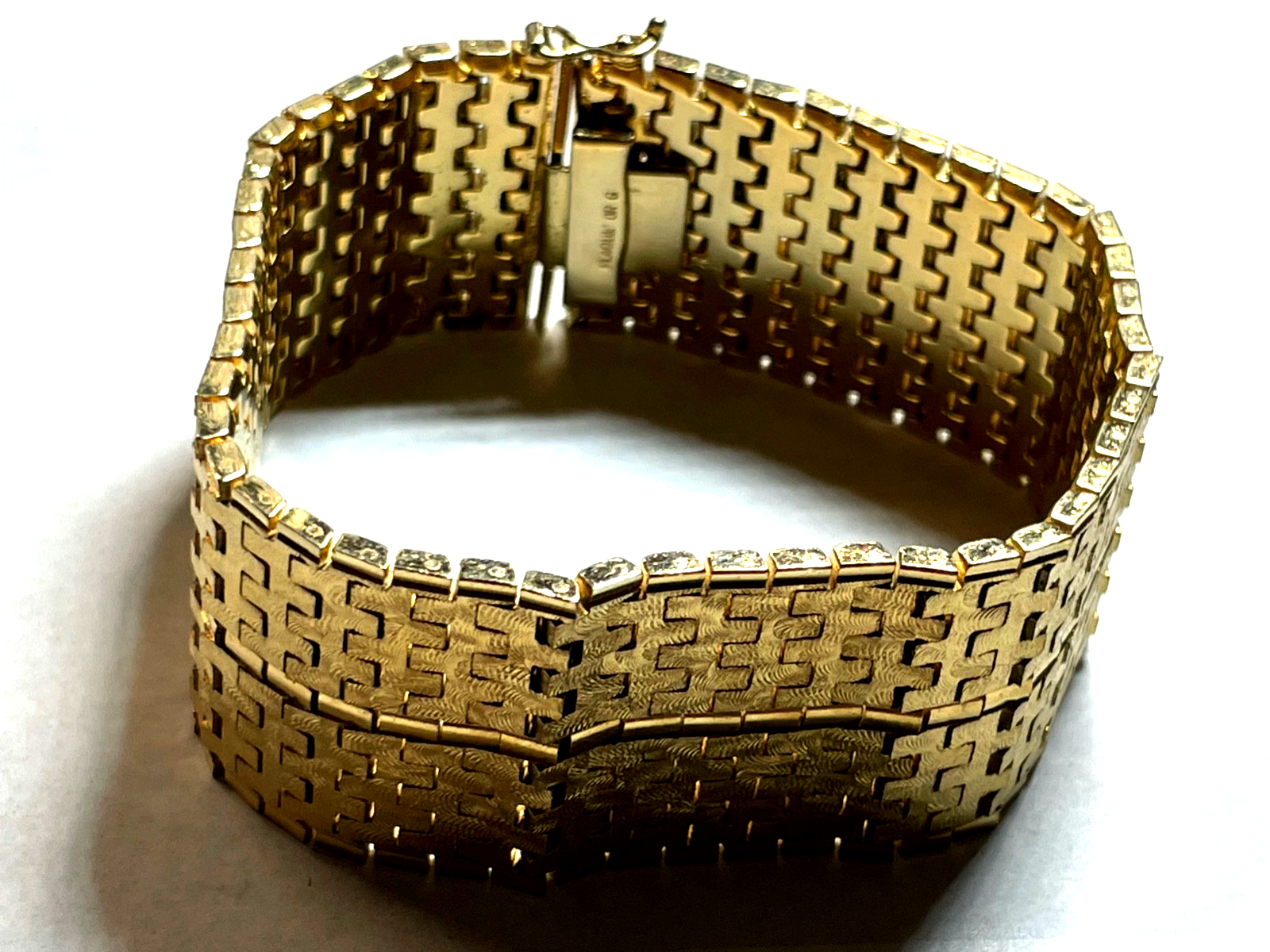 Mega Teppich Armband vergoldet Topzustand B 28 mm L 19,5 cm Modeschmuck wie echt6