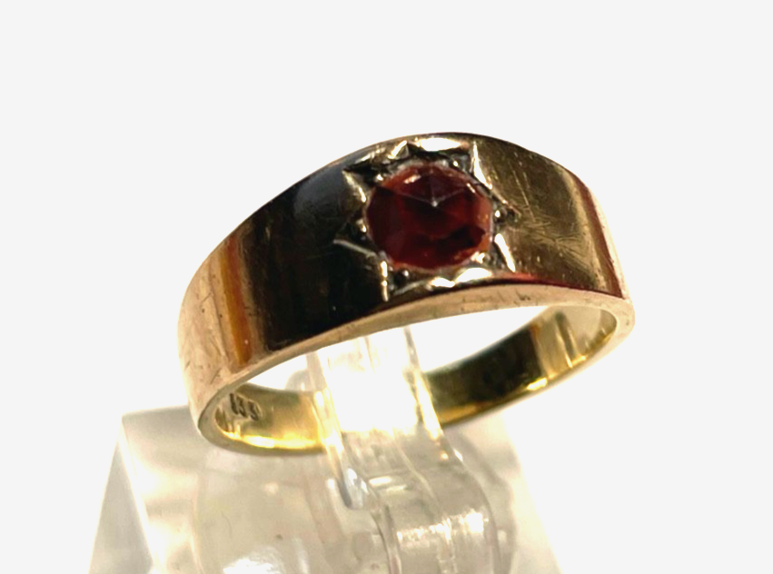 Solider 333 Gold 8 K antik Ring Rotgold Granat RG 54 Ø 17,2 mm massiv Juwelier0