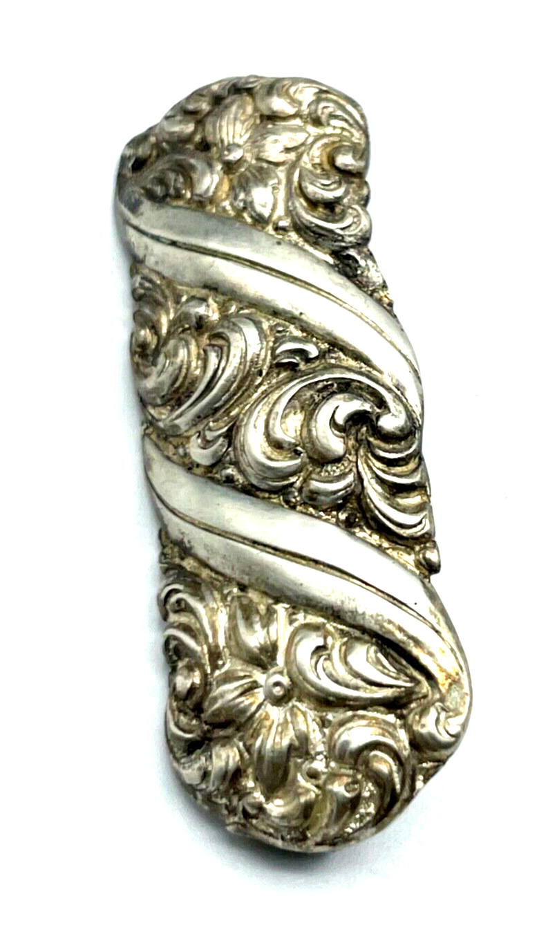 Antik 835 Silber Brosche Anstecknadel mit apartem Dekor Muster solide Handarbeit2