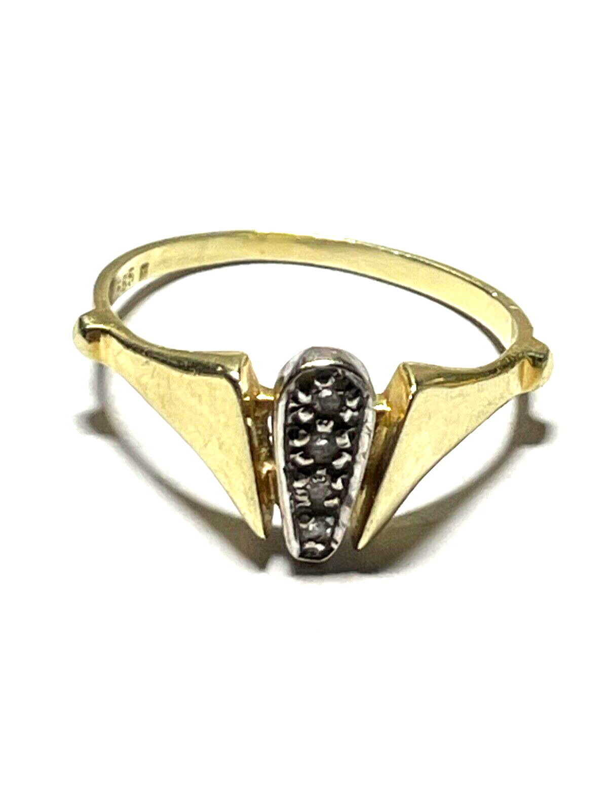 Juwelier 585 Gold 14 K Gold Ring modernes Design 4 Diamanten Juwelier Ø 17 RG 540