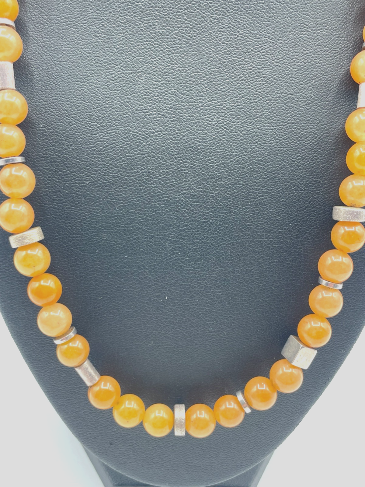 54 cm lange Honigcalcit Edelstein Kugelkette mit echt Silber im Mix Magnet Kugel2