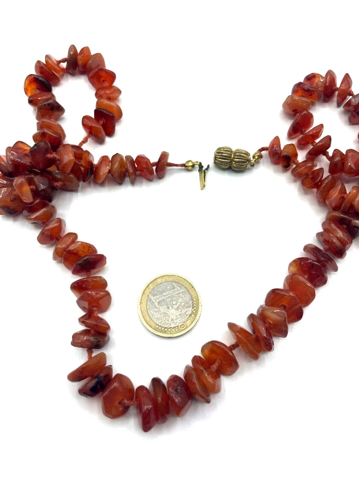 Vintage Karneol Edelstein Kette Nuggets im Verlauf einzeln geknotet L 81 cm10