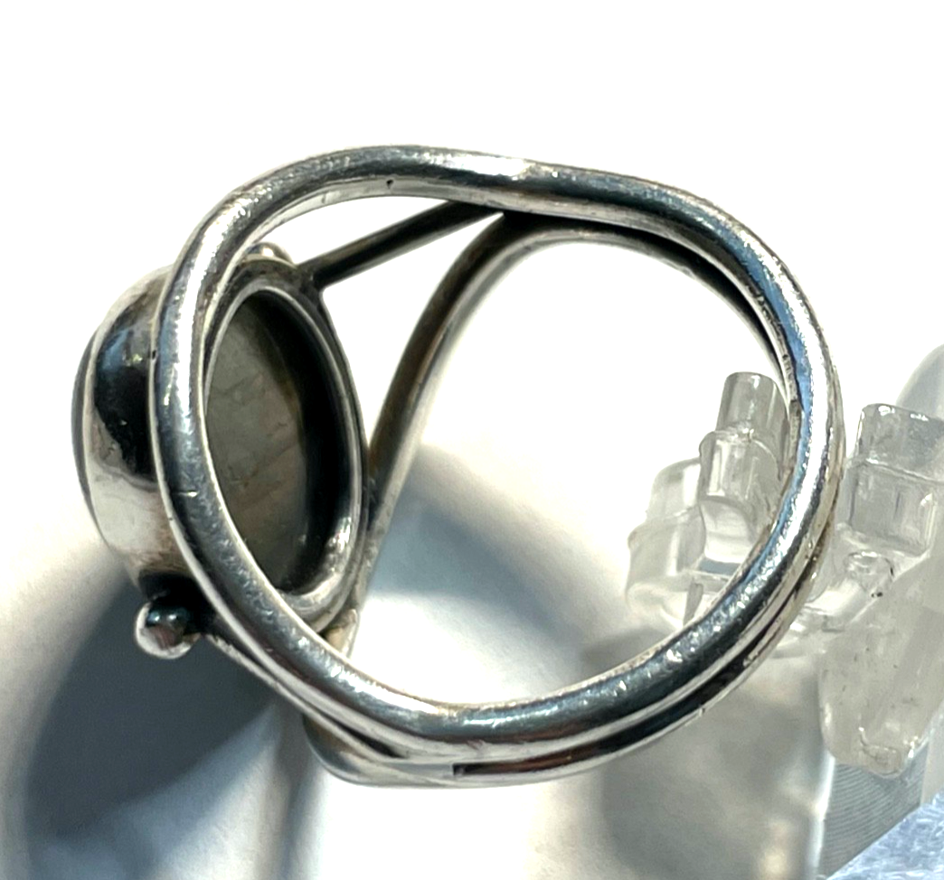 Solider 925 Silber Ring Labradorit Cabochon massiv Ø 20mm RG 63 Handarbeit4