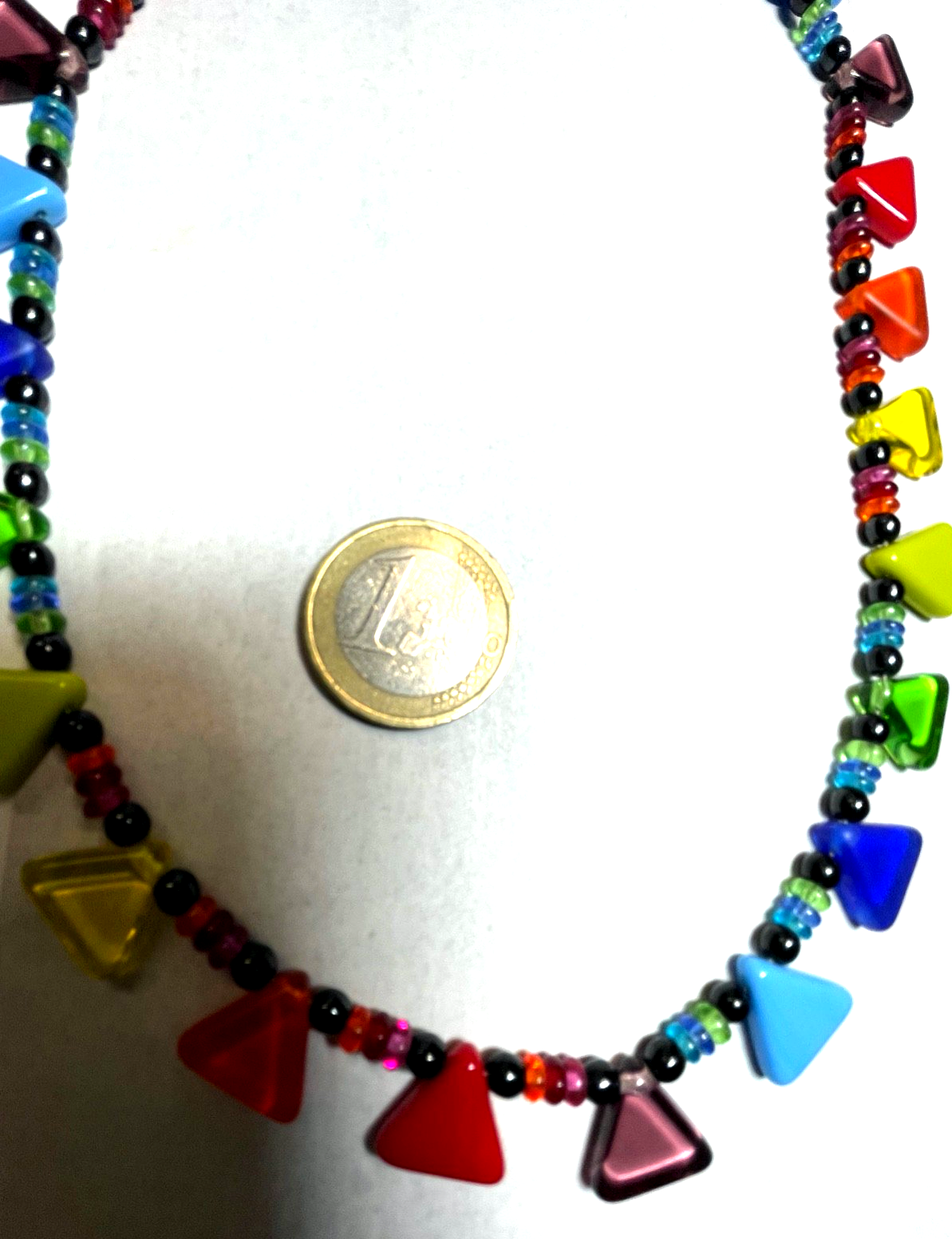 Fröhlich bunte Glas Halskette Collier Handarbeit Glaskette Glasperlen Kette3