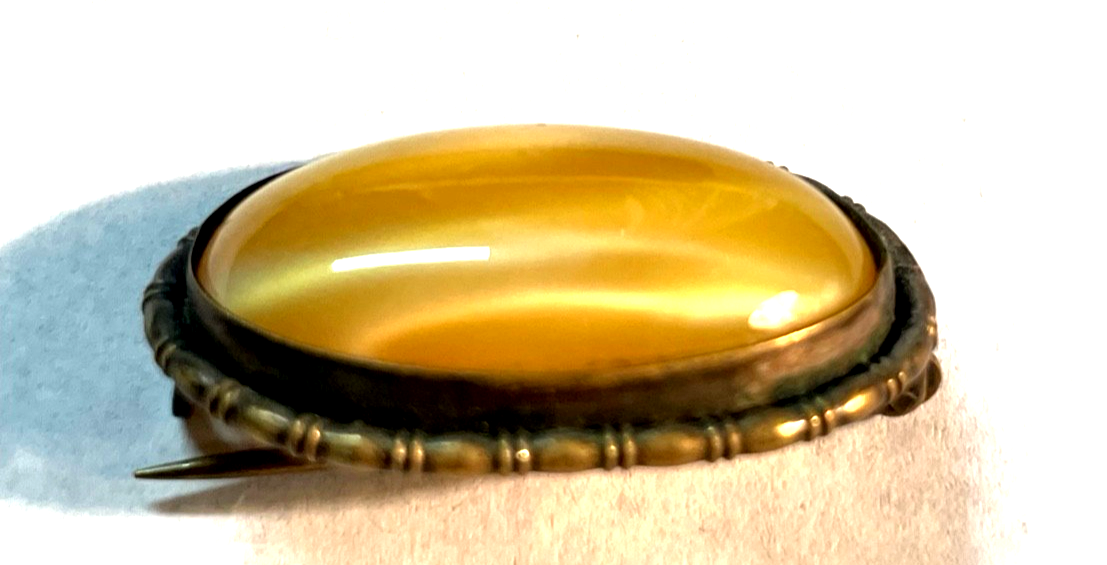 Antik Brosche  Anstecknadel Handarbeit oval 20er Jahre Modeschmuck L 32 B 20 mm2