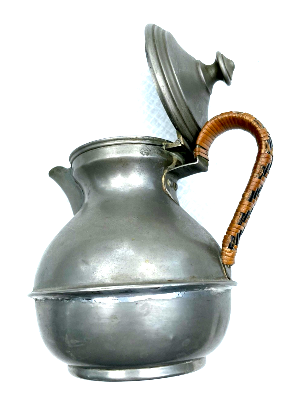 Kleine dekorative antik Zinn Kanne um 1900 Geflecht am Griff 1/2 Ltr. mit Punze5