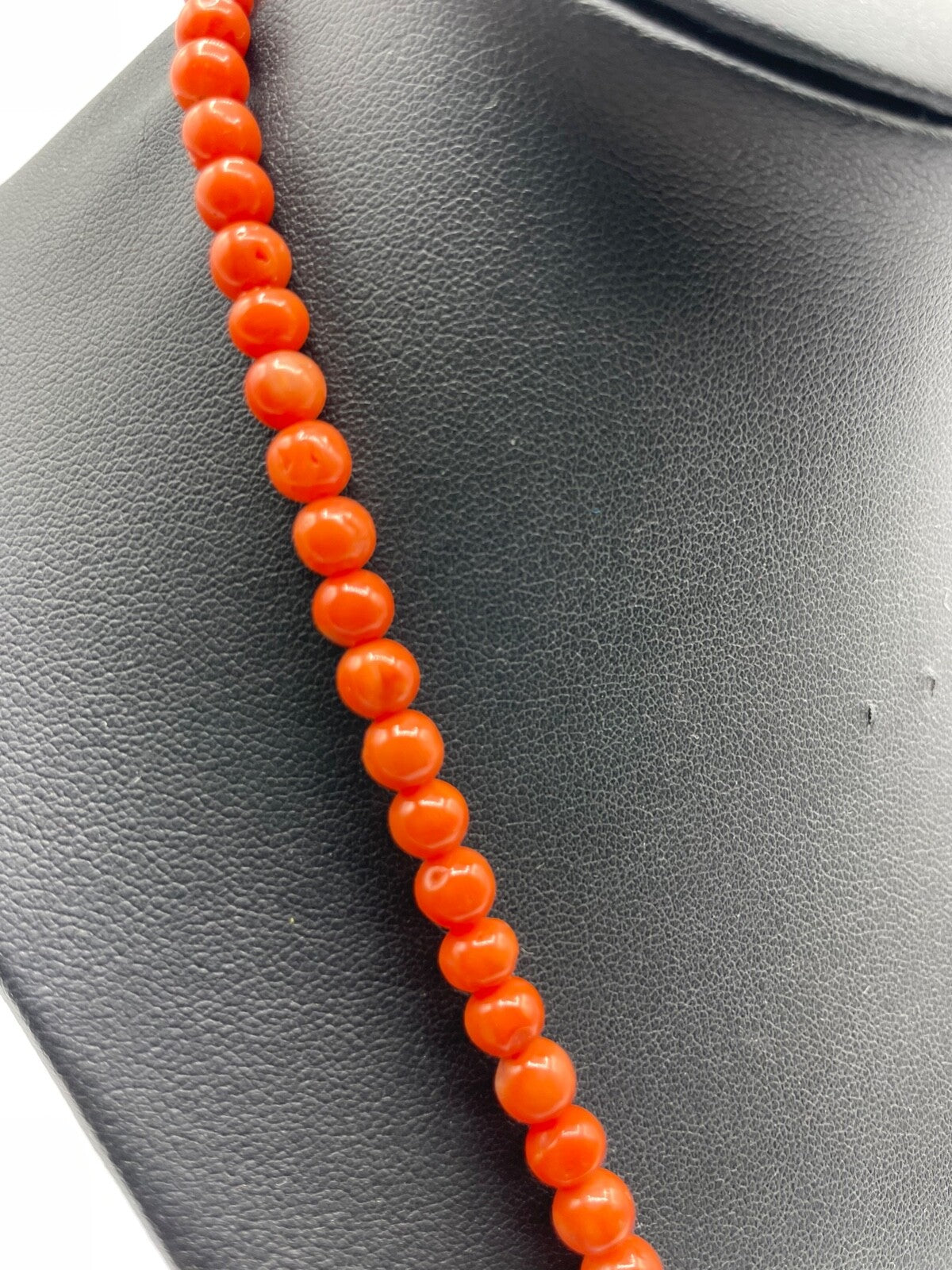 Antik Koralle Kette Kugelkette Lachskoralle im Verlauf L 51 cm neu geknüpft4
