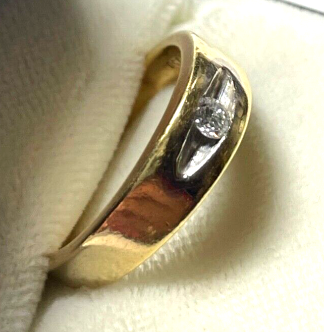 Massiver 750 Gold 18K Ring Solitär Brillant 0,1ct RG 54 Juwelier 6 Gramm gepfl.3