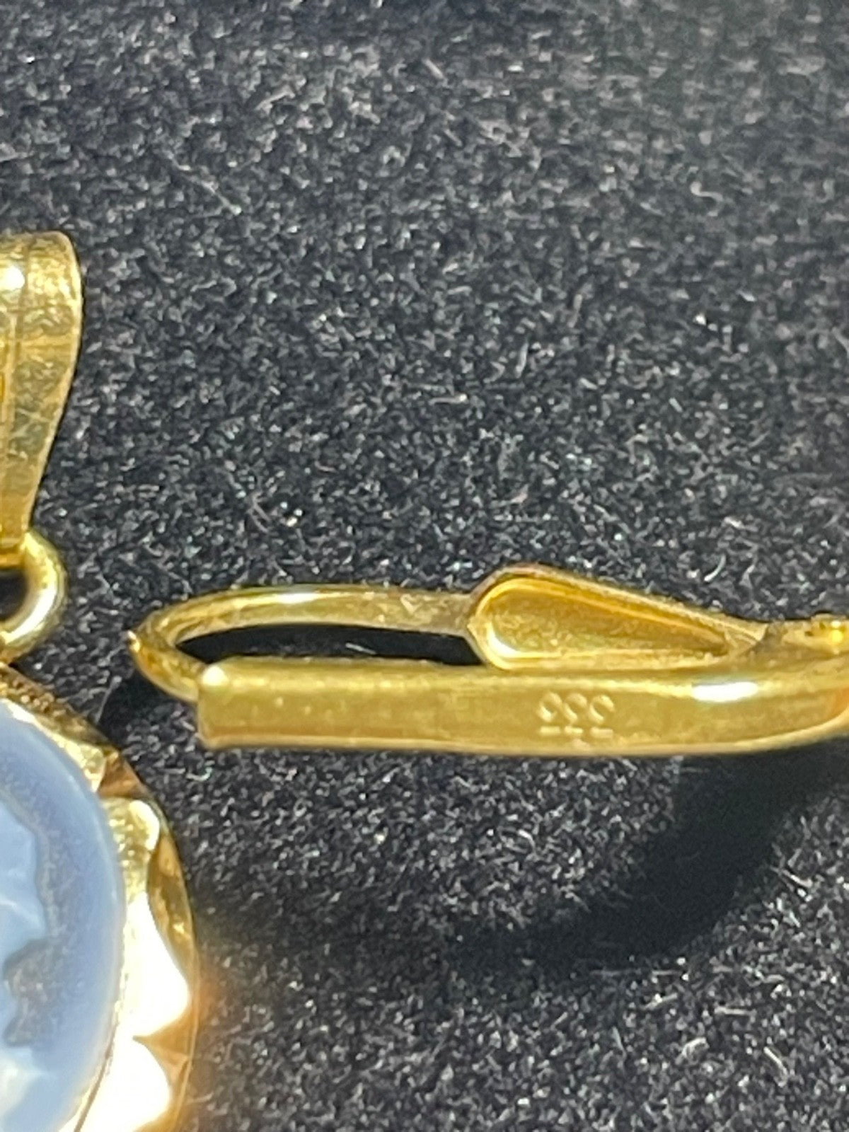 333 Gold Cameo blue Onyx Ohrringe und Anhänger Set Kamee3