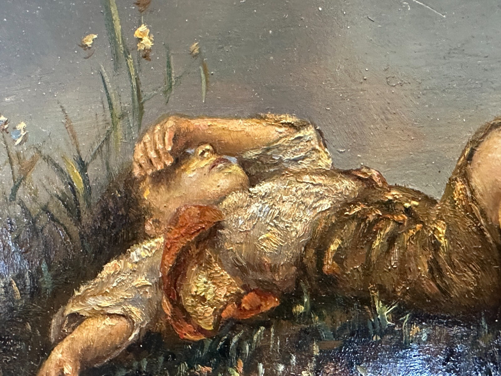 Öl auf Platte  - Hirtenjunge - sign. Beurer - nach Franz von Lenbach - Realist2