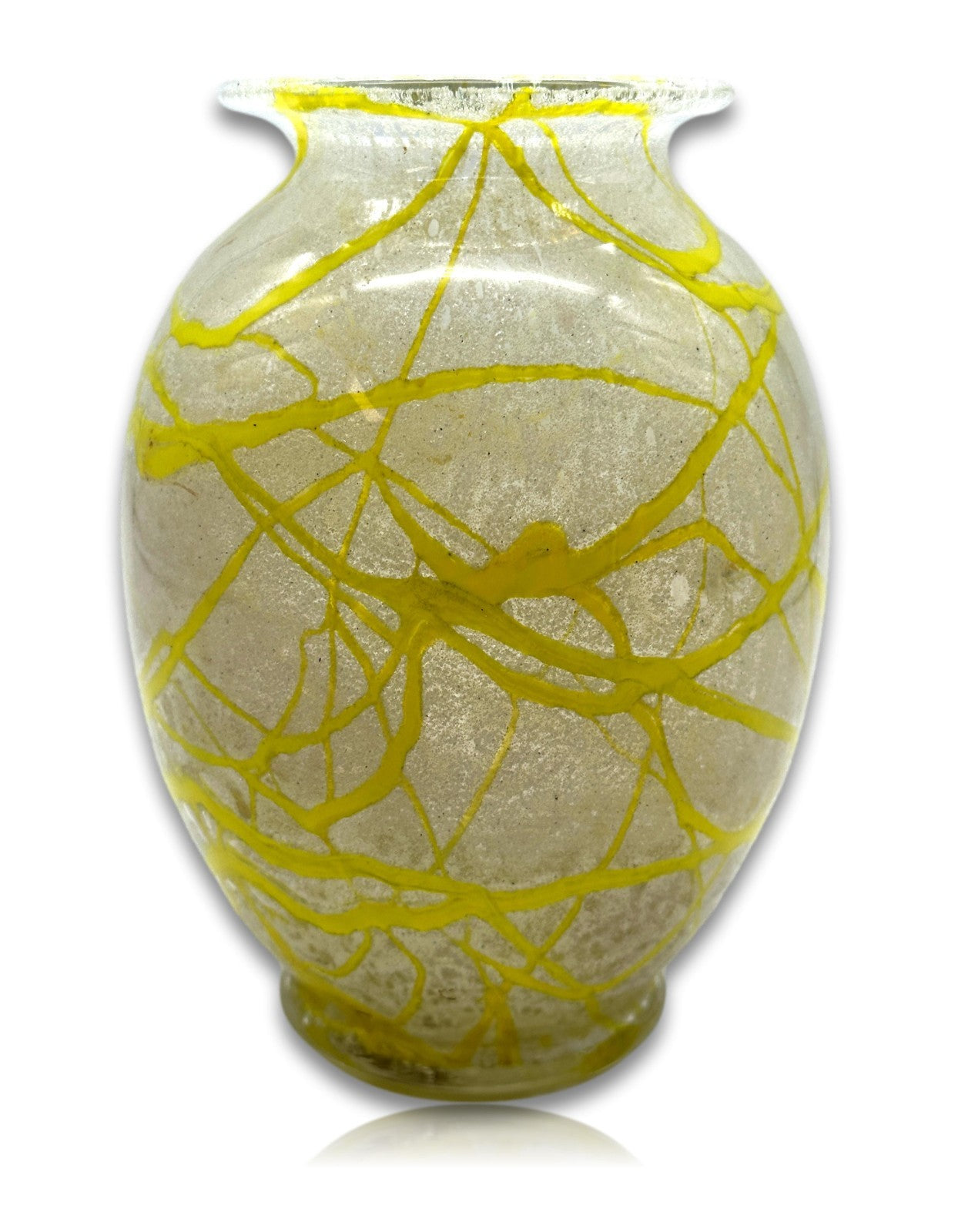 LOETZ um 1960 - Handgeformt - satiniertes Glas mit aufgelegtem Faden in Gelb1