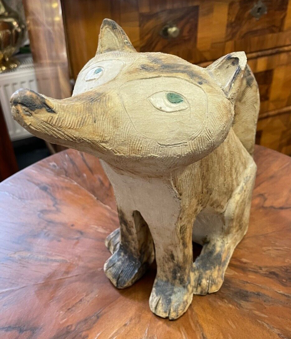 Gr. attraktive Künstler Keramik Figur Fuchs von Gloria Maliarik Skulptur Rarität14
