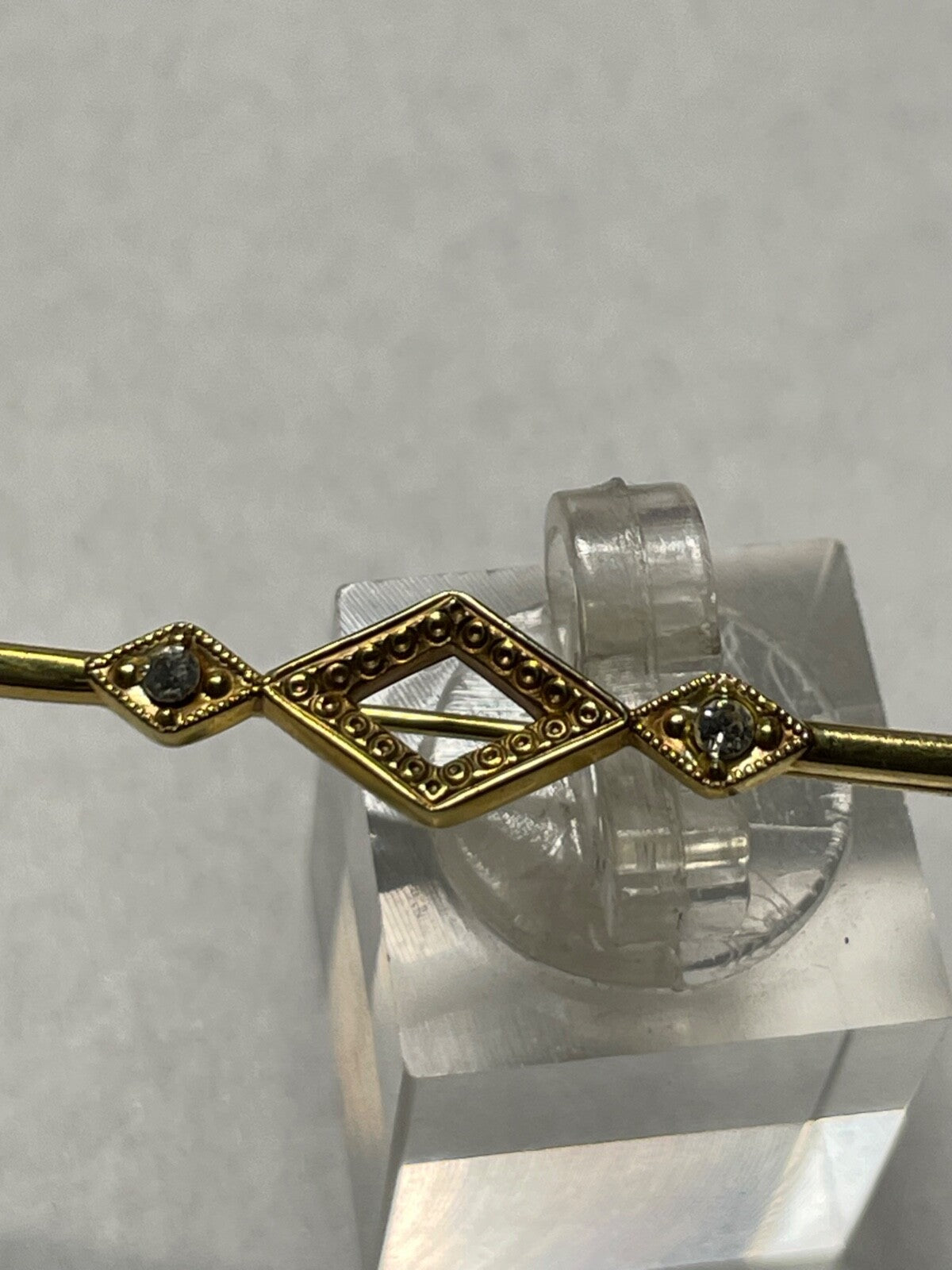 Antik 585 Gold 14 K Gold Brosche Nadel Stabbrosche 2x Altschliff Diamanten L 5,53