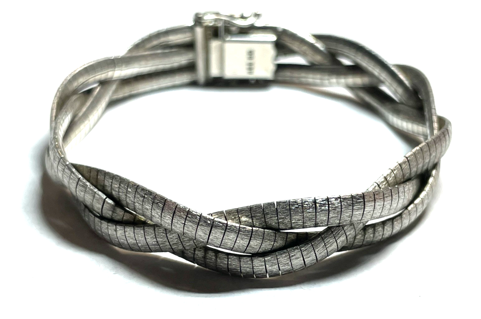 Solides 800 BG Silber Armband geflochten + Struktur Klassiker L 18,5 Handarbeit0