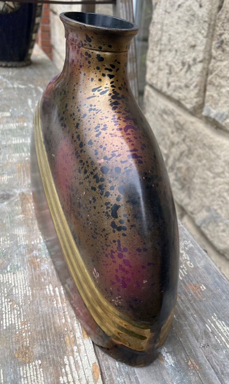 Große moderne dekorative Metall Vase Handarbeit Kupfer Messing farbig brüniert1