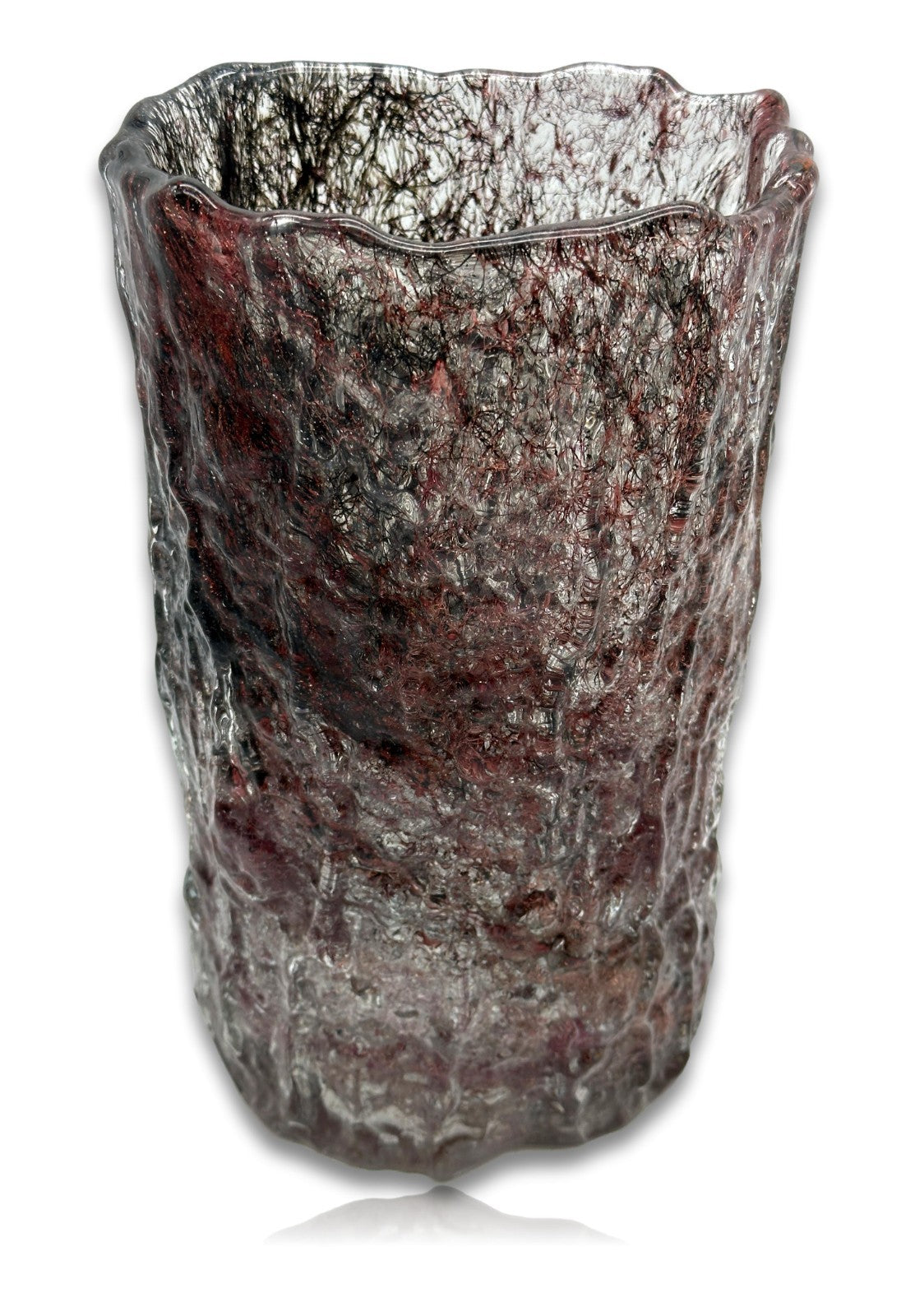 Schwere Studioglas Vase mit Kupfer- und Eisenfaden-Einschmelzungen  ca. 3,2 kg,2