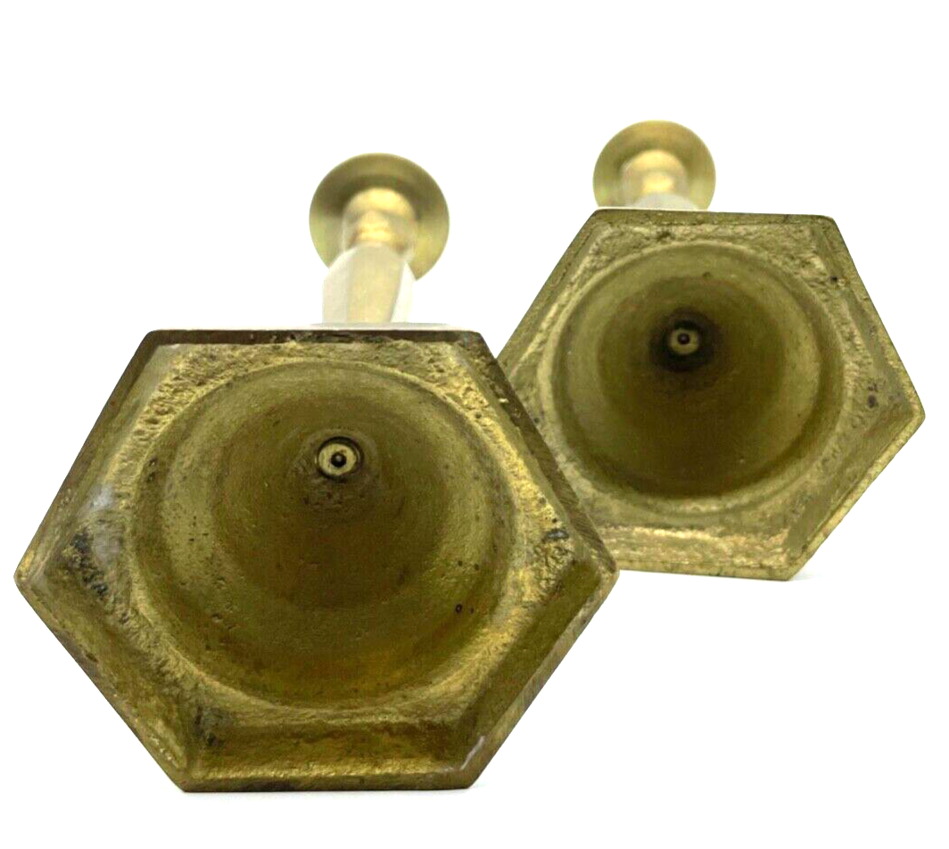 Paar massiv formschön Messing Kerzenleuchter 2 Kerzenständer H ca. 24 cm um 19008