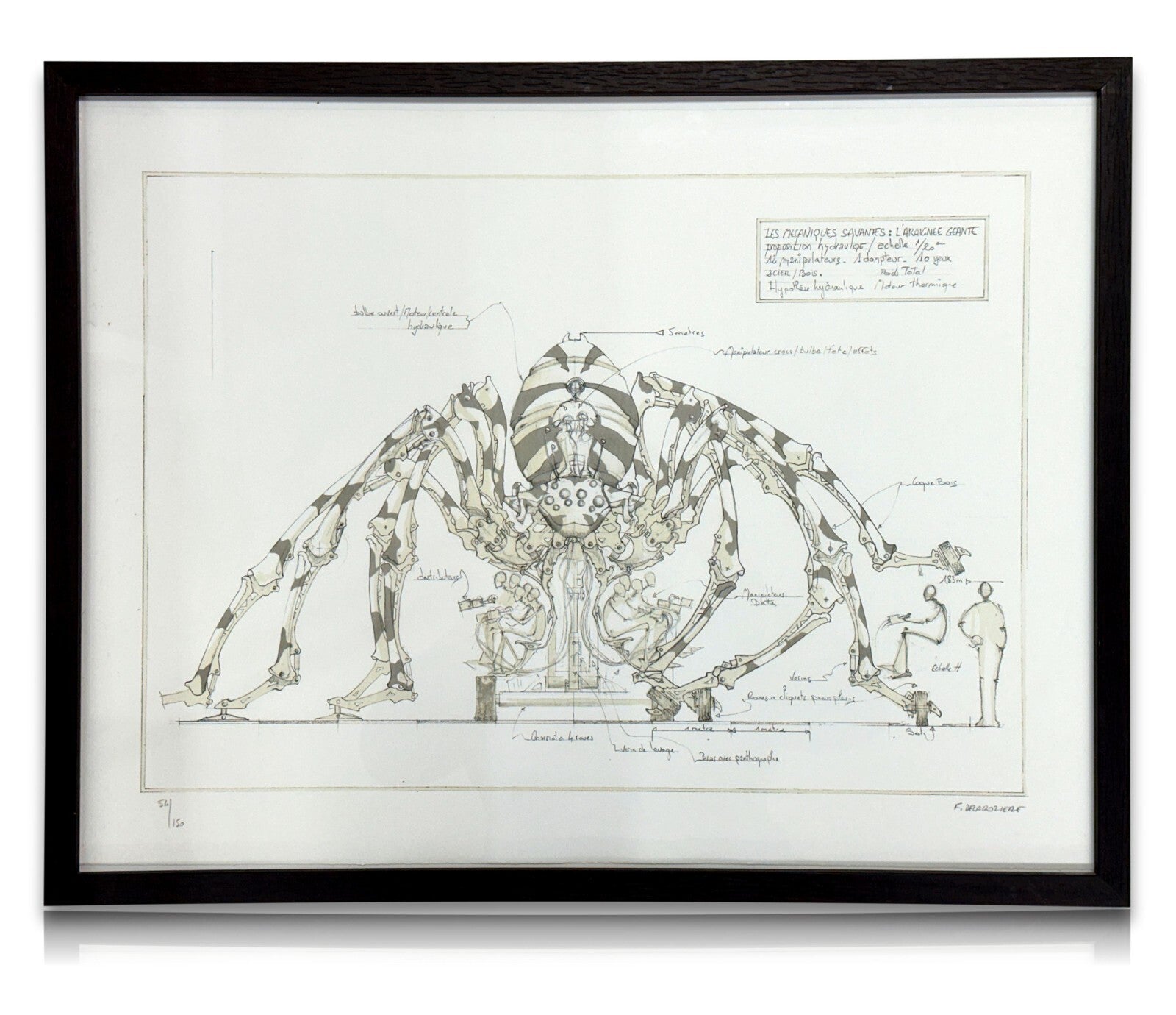 François Delarozière - Lithographie - 'L'araignée géante' - Steampunk - sign.0