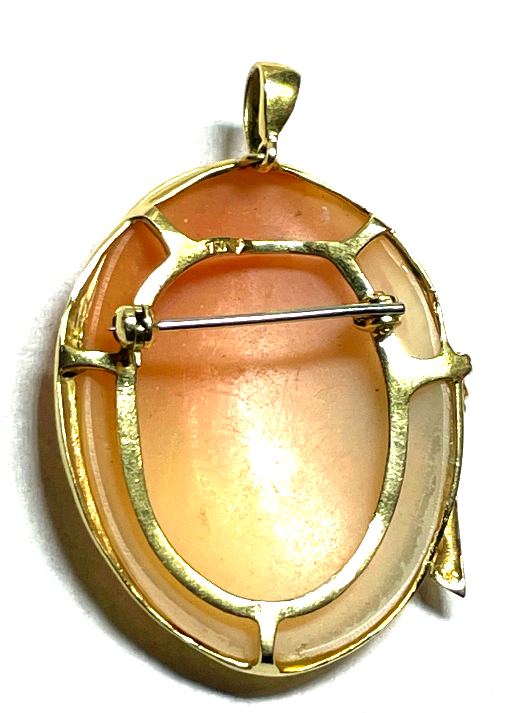 Antik Anhänger oder Brosche feine gr. Gemme Cameo in 750 Gelbgold + 3 Brillanten5