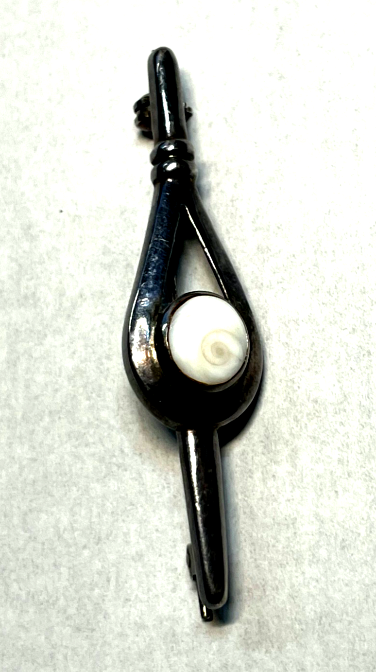 Vintage Margaritis 950 Silber Brosche Anstecknadel Shiva Auge Handarbeit gepfl.5