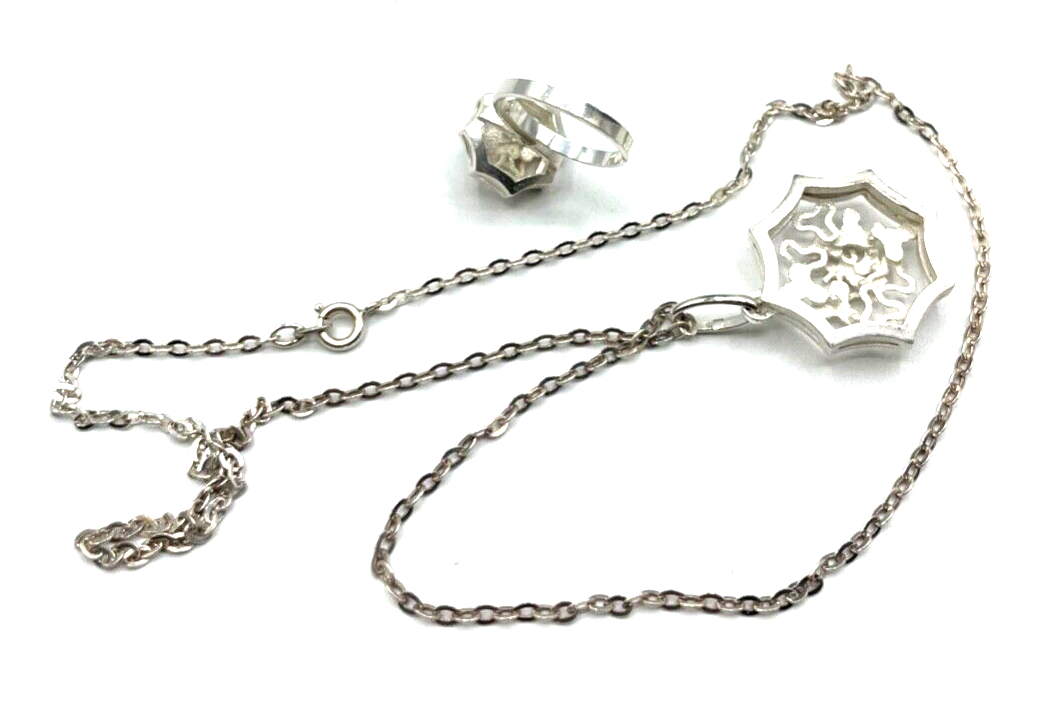 Designer Set 925 Silber Ring + Silber Kette + Anhänger offene Ringschiene neuw.6