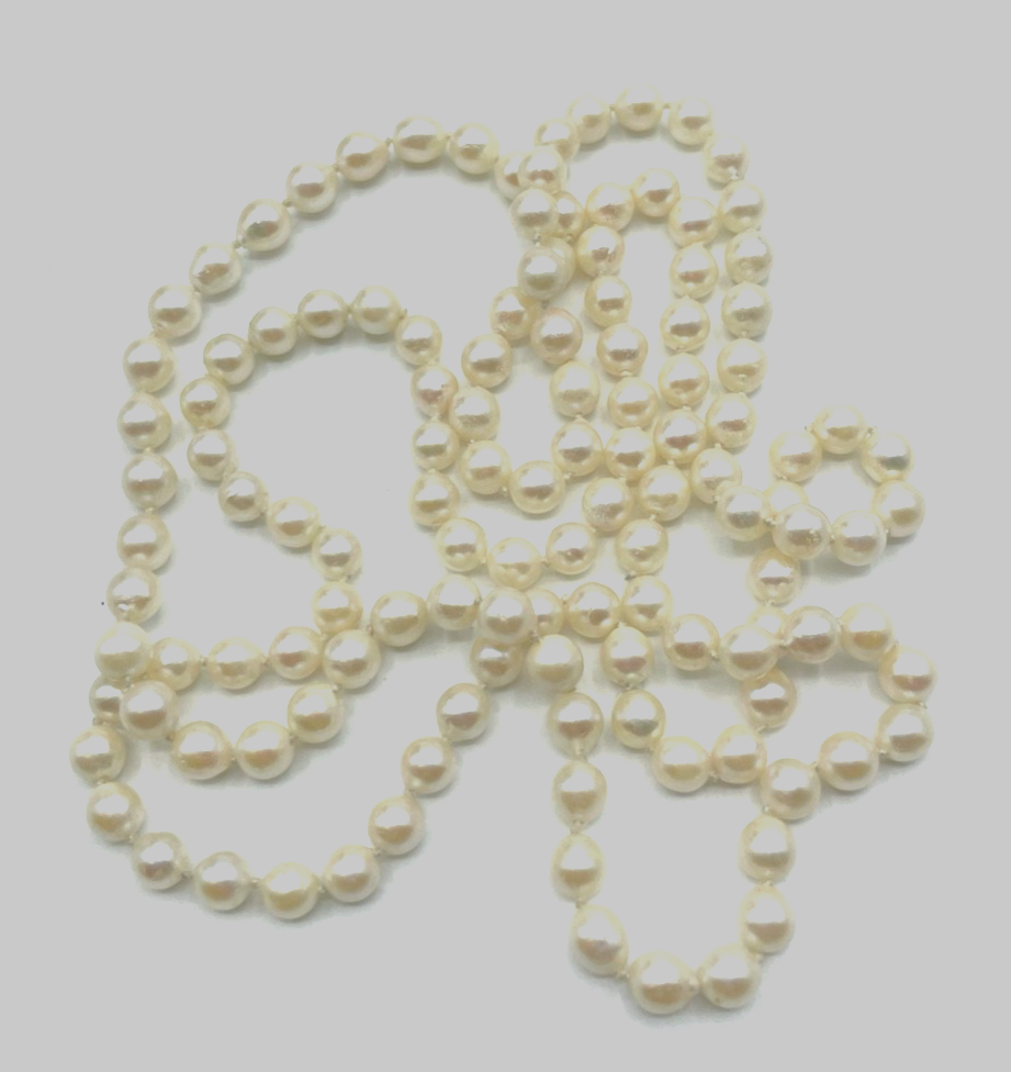 Akoya Perlenkette Endloskette rein Weiß L 95 cm Ø 6  mm sehr gepflegt3