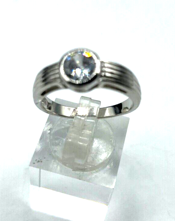 Solider 925 Silber Ring Bandring Solitär Zirkonia Ø 6 mm  RG 60 Ø 19 mm unisex3