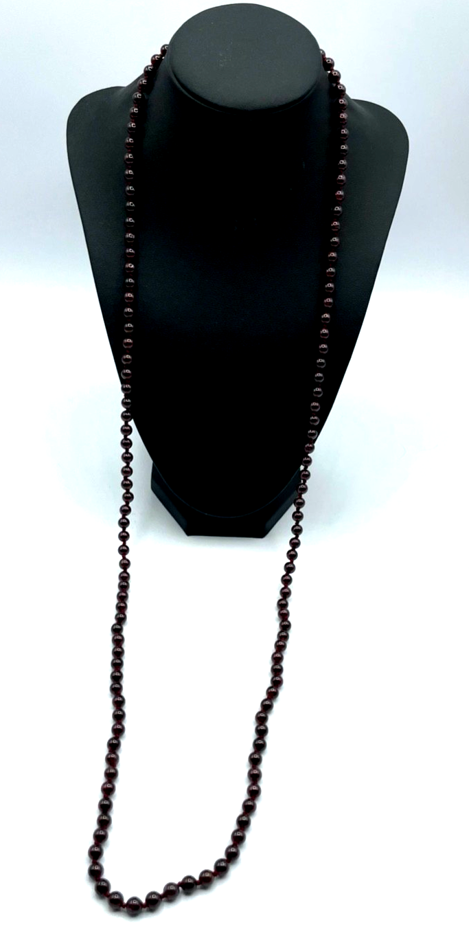 100 cm lange Granat Halskette Kugel ø 5,5 mm mit 585 Weißgold Kugel Schliesse5