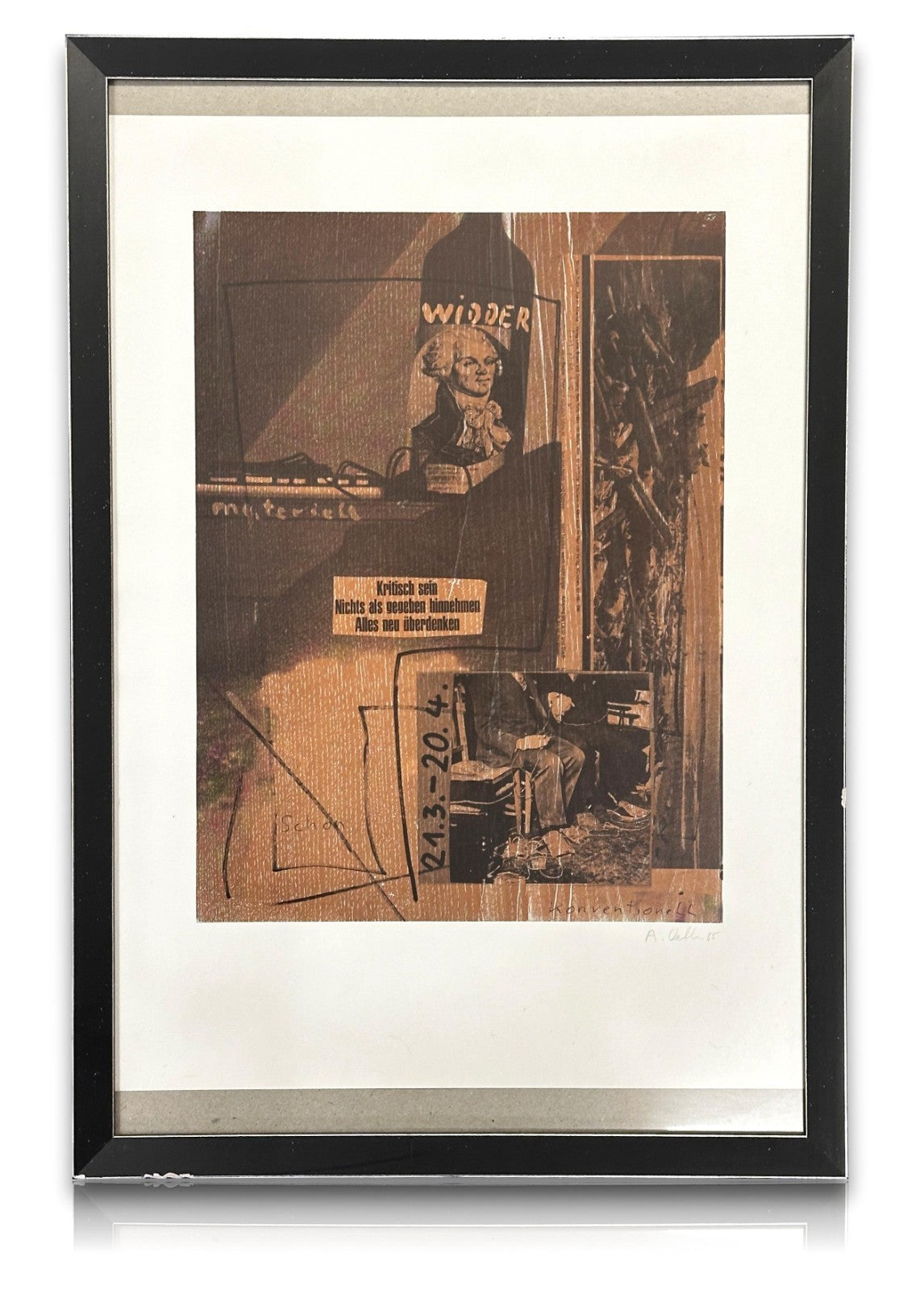 Albert Oehlen -  „Widder“ - Farboffsetlithografie - signiert - gerahmt 64x53 cm0