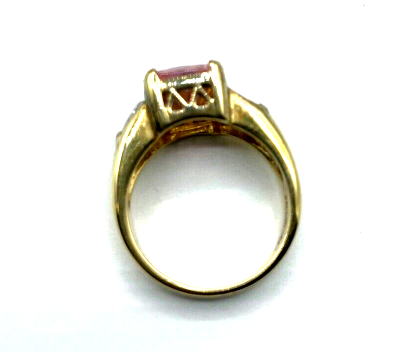 Statement 925 Silber vergoldet Silberring üppige Zirkonia Pink Ø 19 mm RG 607