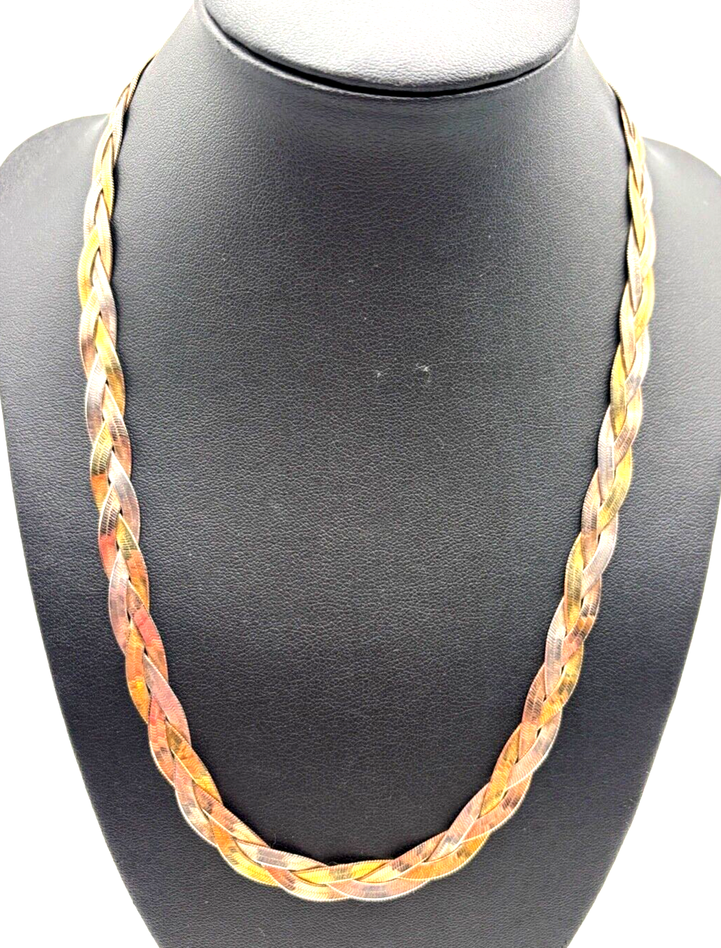 Solides elegantes 925 Silber Collier geflochten Silberkette Tricolor 3 farbig1