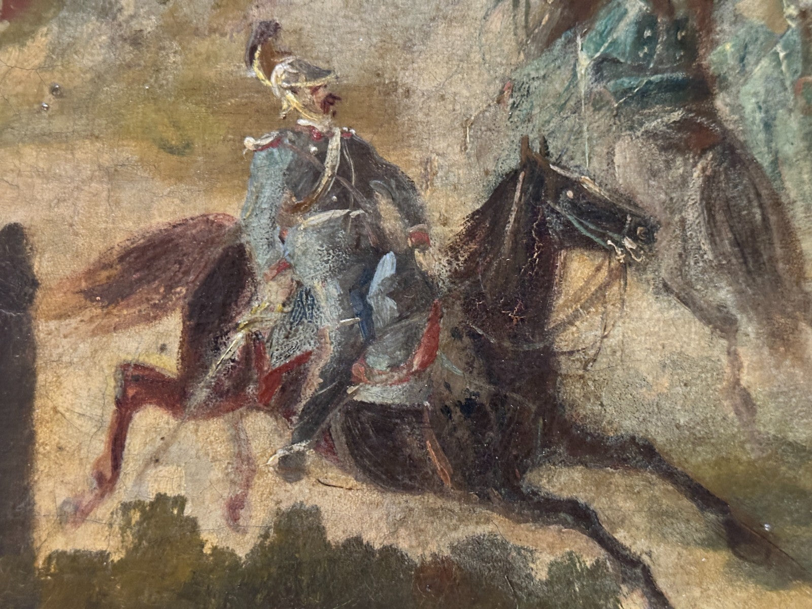 französische Schlachtenszene - Kavallerie & Zuaven, 19. Jh - Öl auf Leinwand6