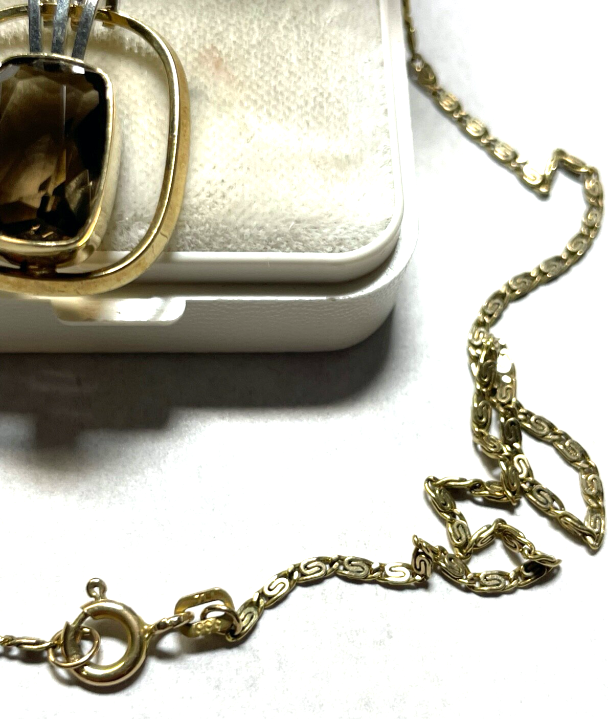 333 Gold 8 K Kette L 43 cm + aparter TEKA Rauchquarz Anhänger bicolor Juwelier2