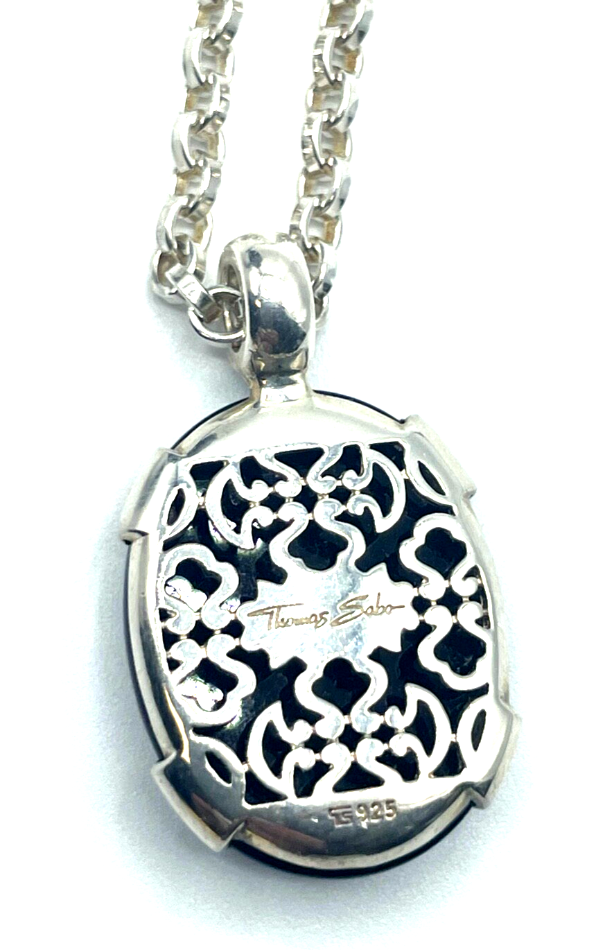 Original Thomas Sabo massive 70 cm lange Kette mit gr. Onyx Anhänger L 36 mm1