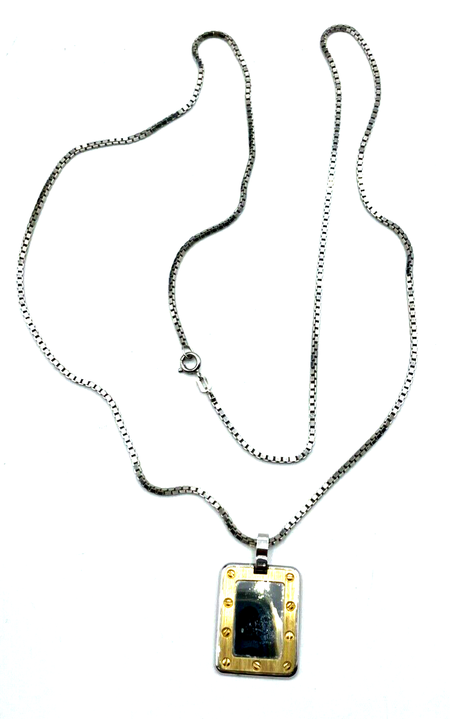 Solide lange 835 Venezianerkette + Silber Anhänger Schrauben Dekor Gravur unisex6