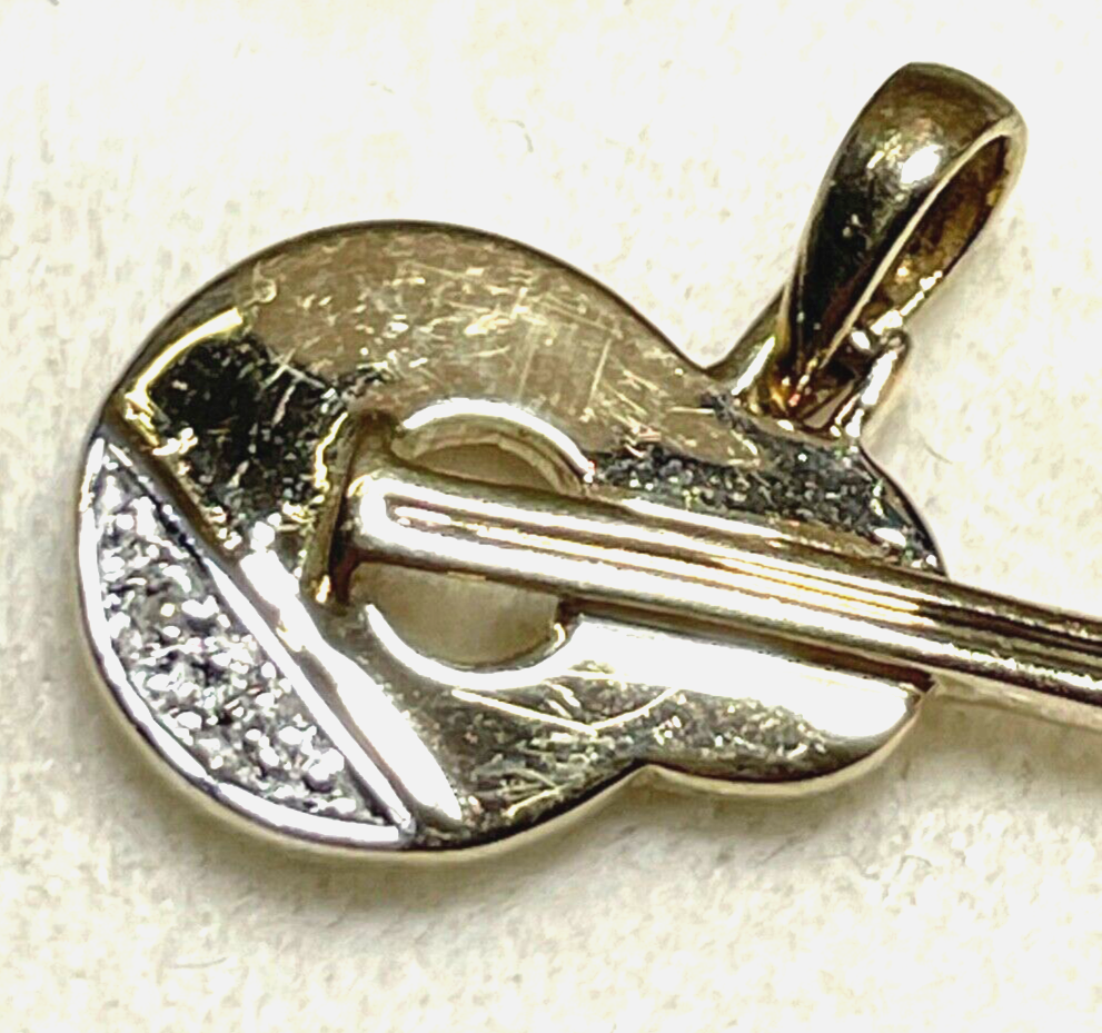 333 Gold 8 K  Anhänger Charm Gitarre oder Mandoline 2 kl. Diamanten Juwelier4