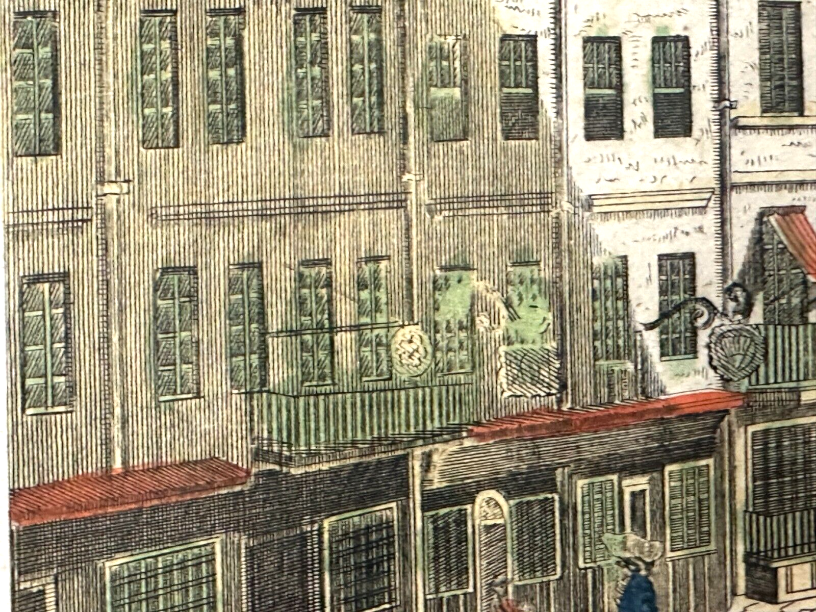 kolorierter Kupferstich - London, königliche Börse um 1750 - rahmt hinter Glas10