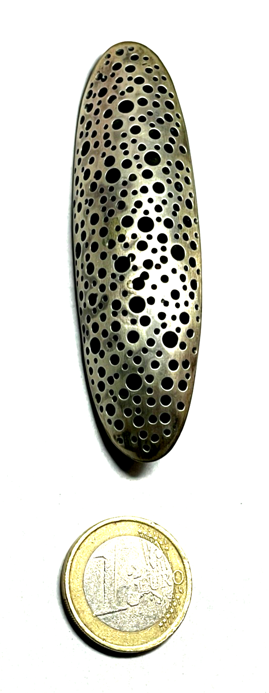 Vintage DEVINE Zürich Handarbeit große 925 Silber Designer Brosche L 80 mm gepfl1