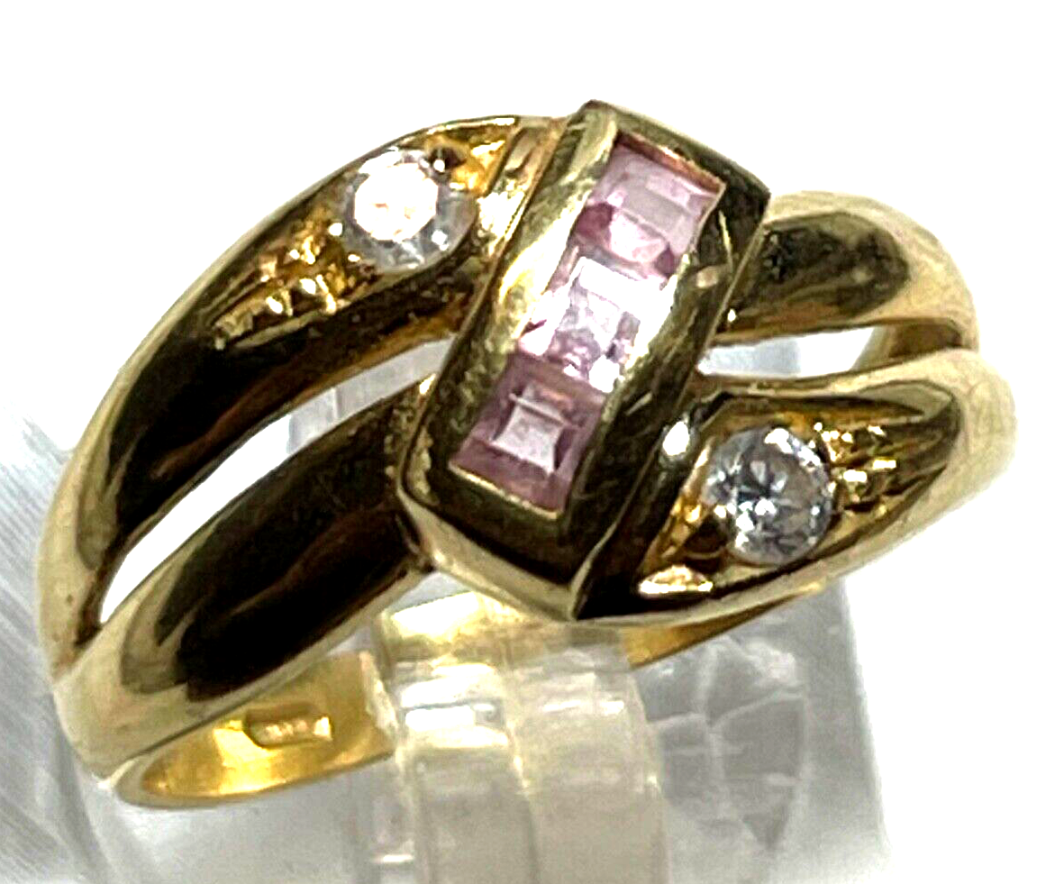 Moderner 750 Gold 18 K Ring Morganit + Moissanit  Ø 17 mm RG 53 Juwelier 3,5 Gr.2