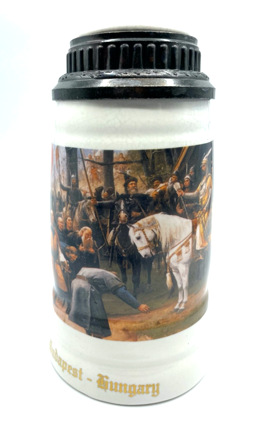 Keramik Bierkrug Krug Hungary Budapest Ungarn Reise Souvenir Maler M. Munkācsy1