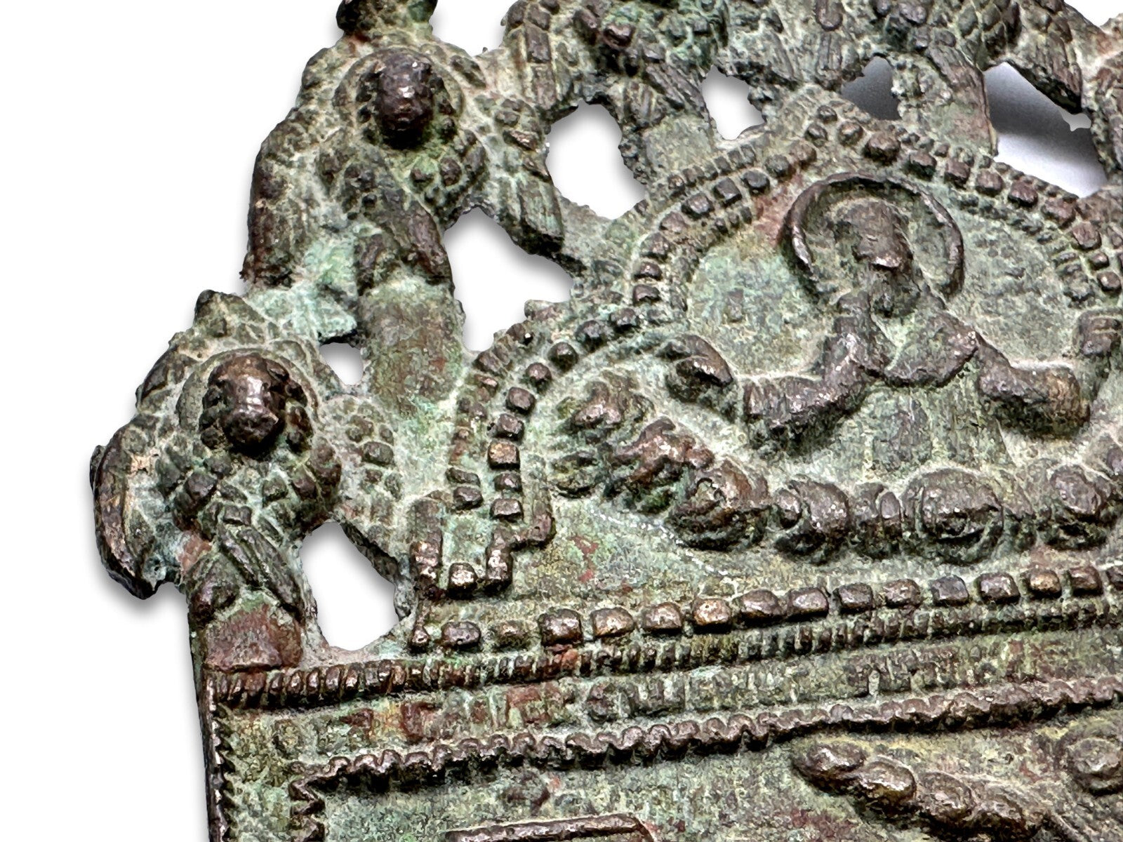 Antike russische Ikone - Die Verkündigung der Jungfrau Maria - Bronze um 18003