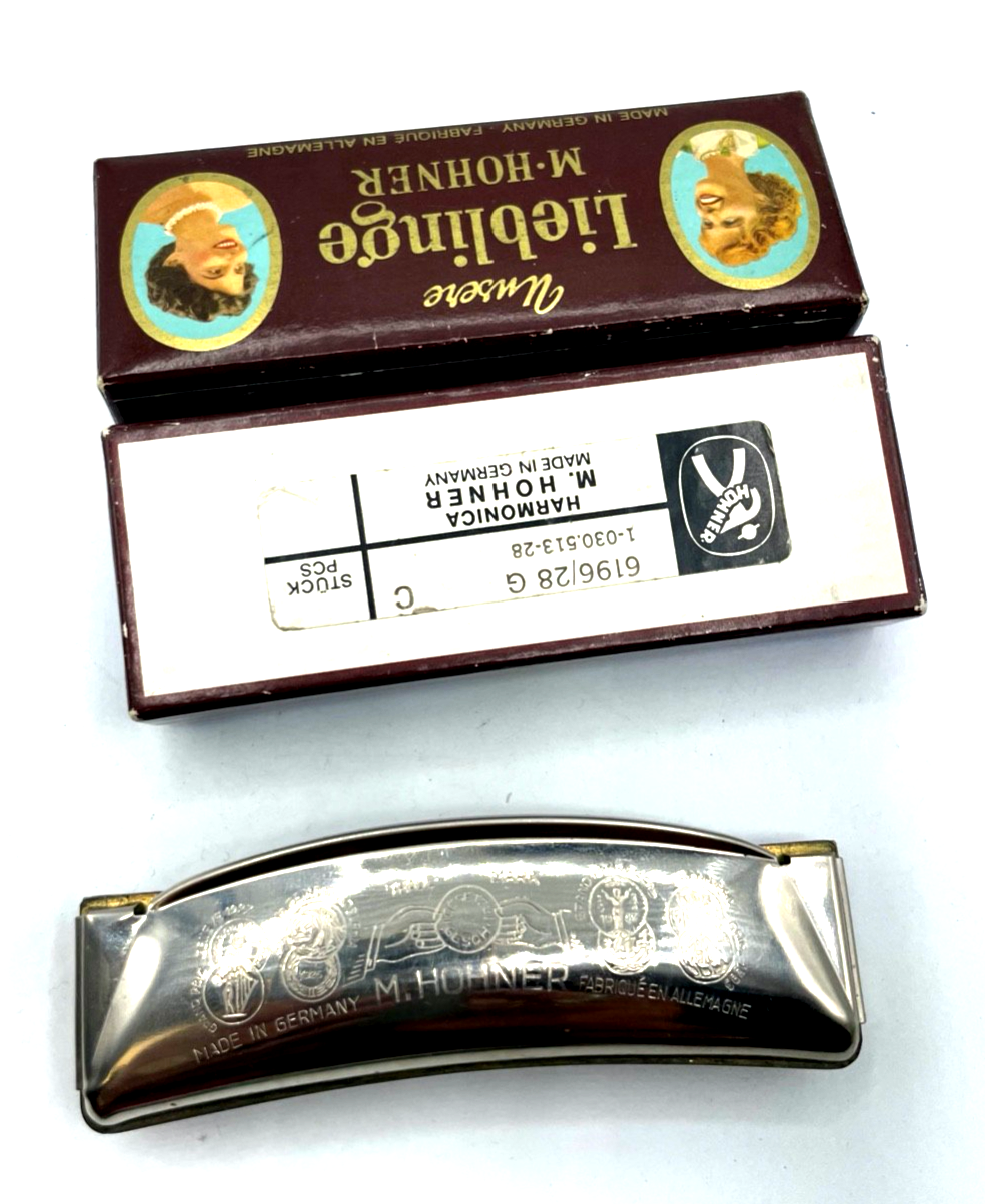 Vintage Unsere Lieblinge M Hohner Harmonika C Mundharmonika orig. Box gepflegt6