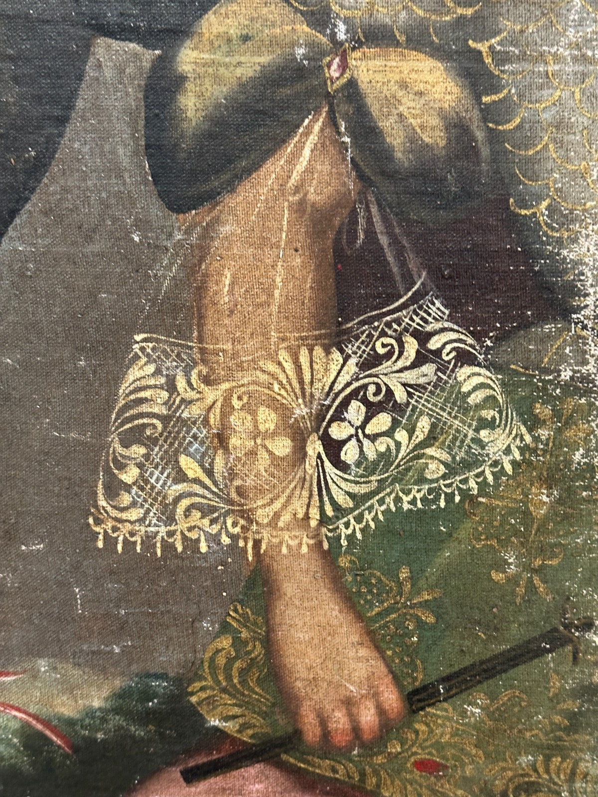 Kolonialgemälde um 1750 – Erzengel Raphael – Cusco-Schule – Öl auf Leinwand3