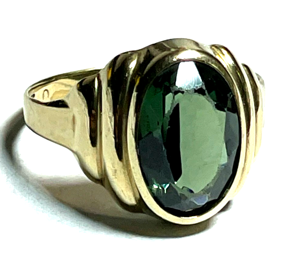 Vintage Design 333 Gold 8 K Ring Turmalin Ø 17 mm RG 54 Juwelier gebraucht6