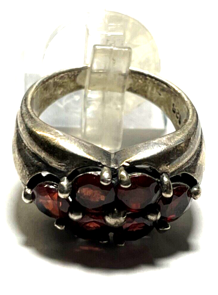 Solider 925 Silber Ring Silberring 6x Granat Handarbeit Ø 18 mm RG 57 gepflegt7